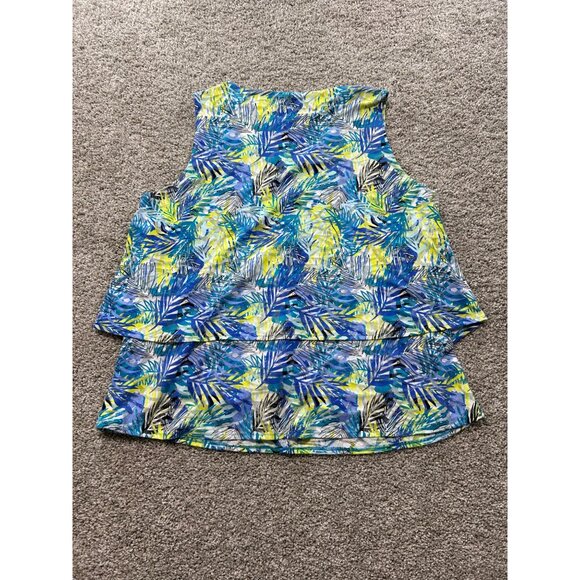 LULU B Leaf Print Sleeveless V-Neck Layered Top Womens 1X - Picture 4 of 8